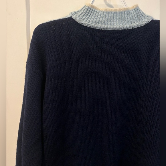 Vintage Ski Cabin Knit Sweater in Navy, Light Blue & Red - Picture 12 of 15